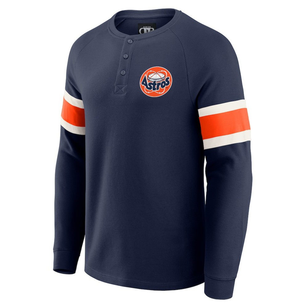 Houston Astros Darius Rucker Collection by Fanatics Waffle-Knit Raglan Long Sleeve Henley T-Shirt - Navy - Fanatics on Sale
