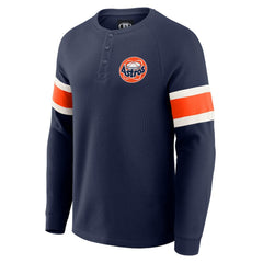 Houston Astros Darius Rucker Collection by Fanatics Waffle-Knit Raglan Long Sleeve Henley T-Shirt - Navy - Fanatics on Sale