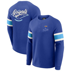 Kansas City Royals Darius Rucker Collection by Fanatics Waffle-Knit Raglan Long Sleeve Henley T-Shirt - Royal - Fanatics Discount
