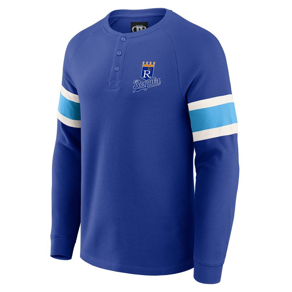 Kansas City Royals Darius Rucker Collection by Fanatics Waffle-Knit Raglan Long Sleeve Henley T-Shirt - Royal - Fanatics Discount