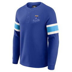 Kansas City Royals Darius Rucker Collection by Fanatics Waffle-Knit Raglan Long Sleeve Henley T-Shirt - Royal - Fanatics Discount
