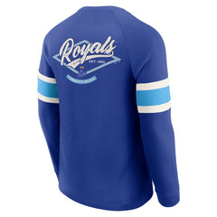 Kansas City Royals Darius Rucker Collection by Fanatics Waffle-Knit Raglan Long Sleeve Henley T-Shirt - Royal - Fanatics Discount