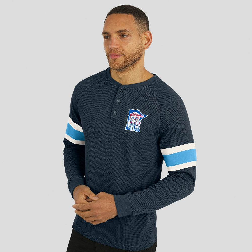 Minnesota Twins Darius Rucker Collection by Fanatics Waffle-Knit Raglan Long Sleeve Henley T-Shirt - Navy - Fanatics Online