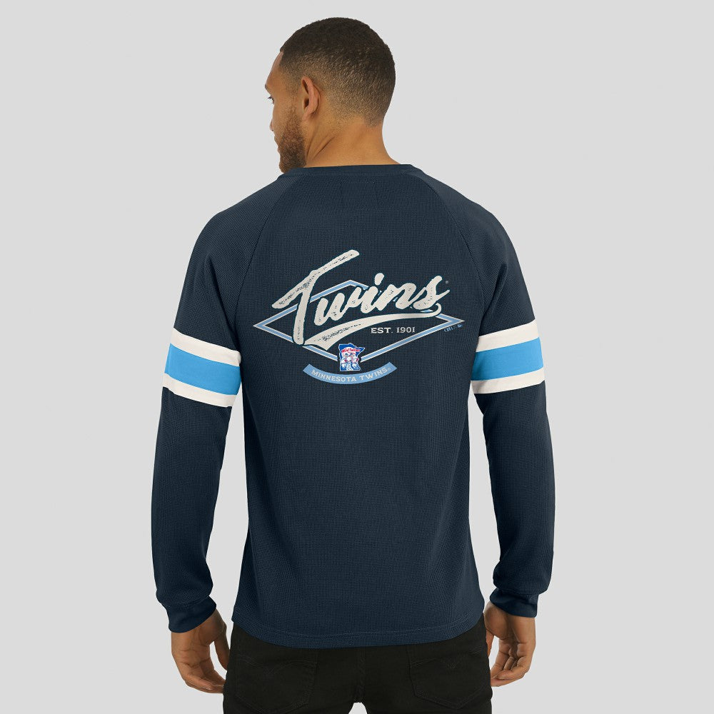 Minnesota Twins Darius Rucker Collection by Fanatics Waffle-Knit Raglan Long Sleeve Henley T-Shirt - Navy - Fanatics Online