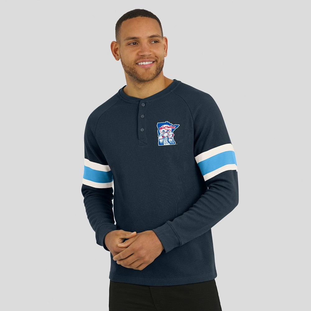 Minnesota Twins Darius Rucker Collection by Fanatics Waffle-Knit Raglan Long Sleeve Henley T-Shirt - Navy - Fanatics Online