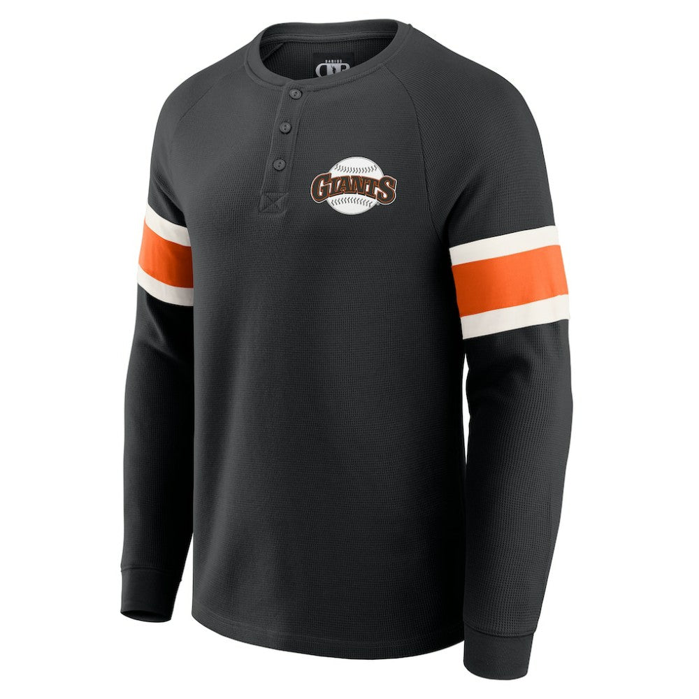 San Francisco Giants Darius Rucker Collection by Fanatics Waffle-Knit Raglan Long Sleeve Henley T-Shirt - Black - Fanatics Online