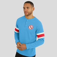 St. Louis Cardinals Darius Rucker Collection by Fanatics Waffle-Knit Raglan Long Sleeve Henley T-Shirt - Light Blue - Fanatics Lifestyle