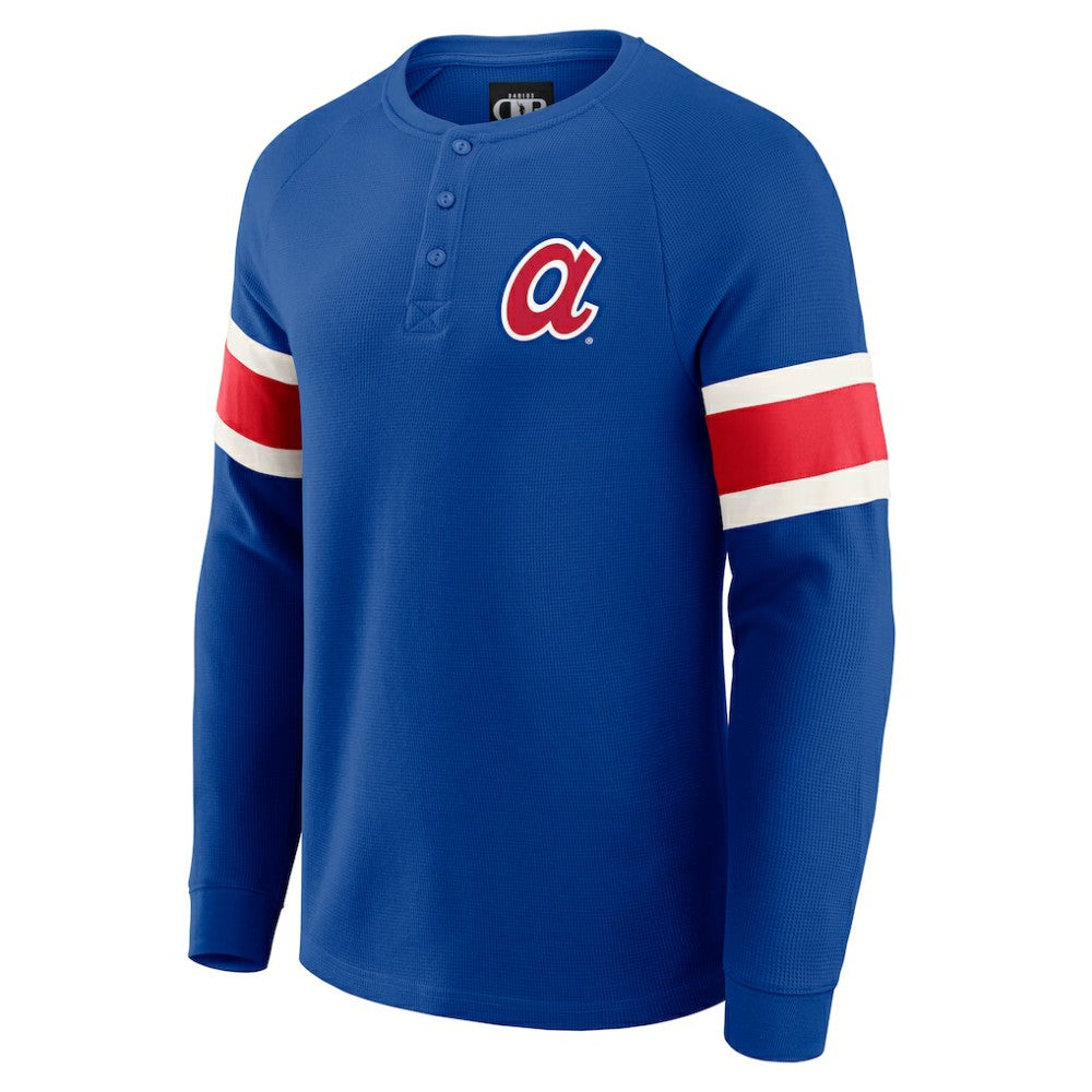Atlanta Braves Darius Rucker Collection by Fanatics Waffle-Knit Raglan Long Sleeve Henley T-Shirt - Royal - Fanatics on Sale