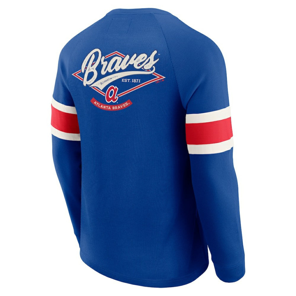Atlanta Braves Darius Rucker Collection by Fanatics Waffle-Knit Raglan Long Sleeve Henley T-Shirt - Royal - Fanatics on Sale