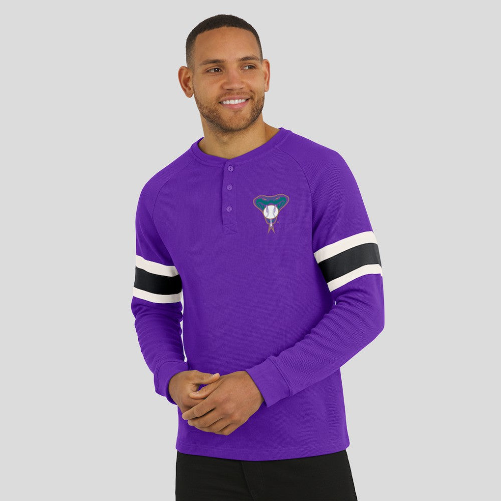 Arizona Diamondbacks Darius Rucker Collection by Fanatics Waffle-Knit Raglan Long Sleeve Henley T-Shirt - Purple - Fanatics Online