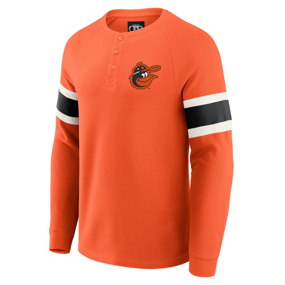 Baltimore Orioles Darius Rucker Collection by Fanatics Waffle-Knit Raglan Long Sleeve Henley T-Shirt - Orange - Fanatics Sale