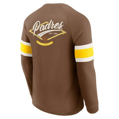 San Diego Padres Darius Rucker Collection by Fanatics Waffle-Knit Raglan Long Sleeve Henley T-Shirt - Brown - Fanatics Discount