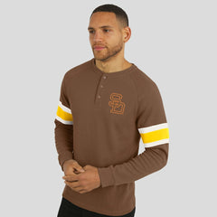 San Diego Padres Darius Rucker Collection by Fanatics Waffle-Knit Raglan Long Sleeve Henley T-Shirt - Brown - Fanatics Discount