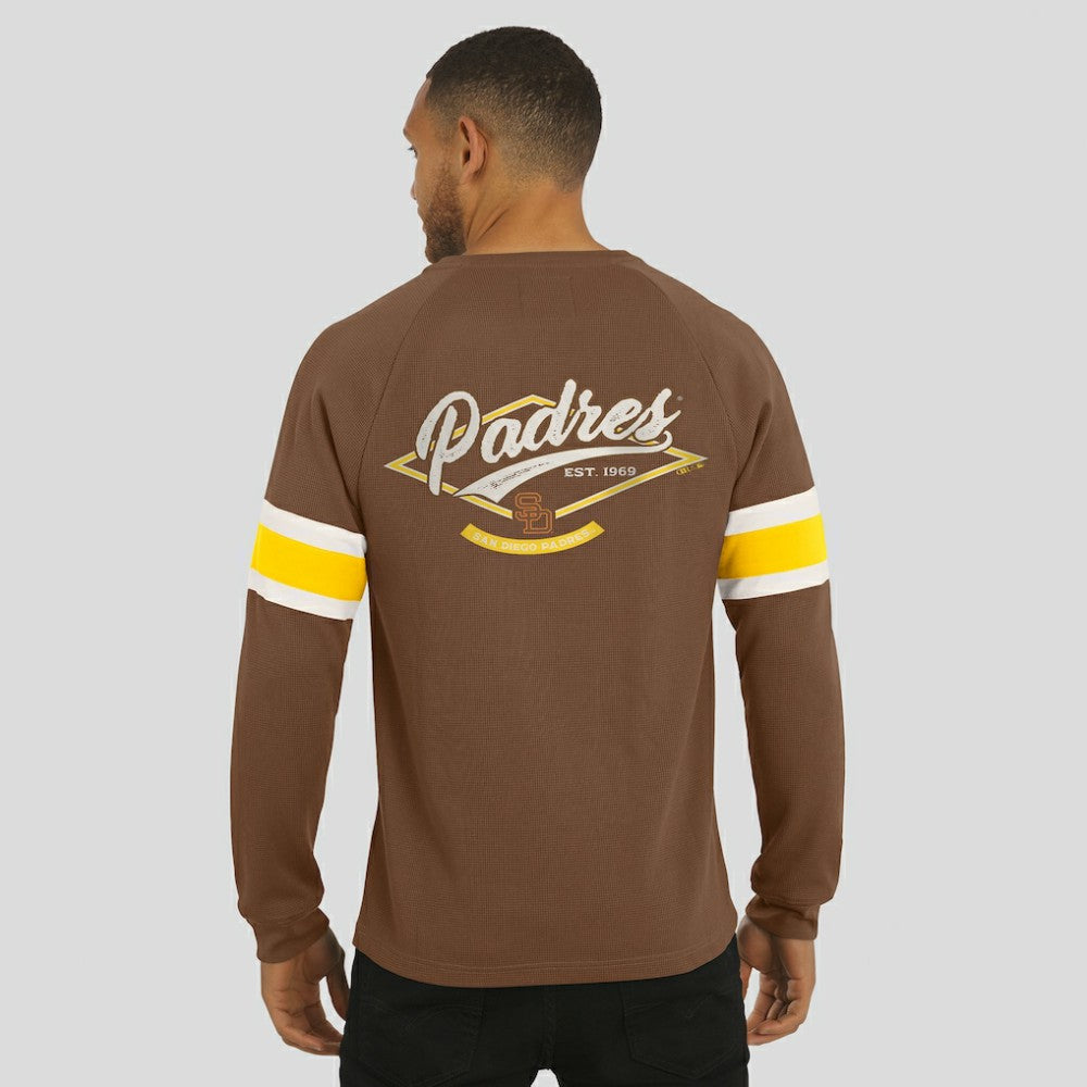 San Diego Padres Darius Rucker Collection by Fanatics Waffle-Knit Raglan Long Sleeve Henley T-Shirt - Brown - Fanatics Discount