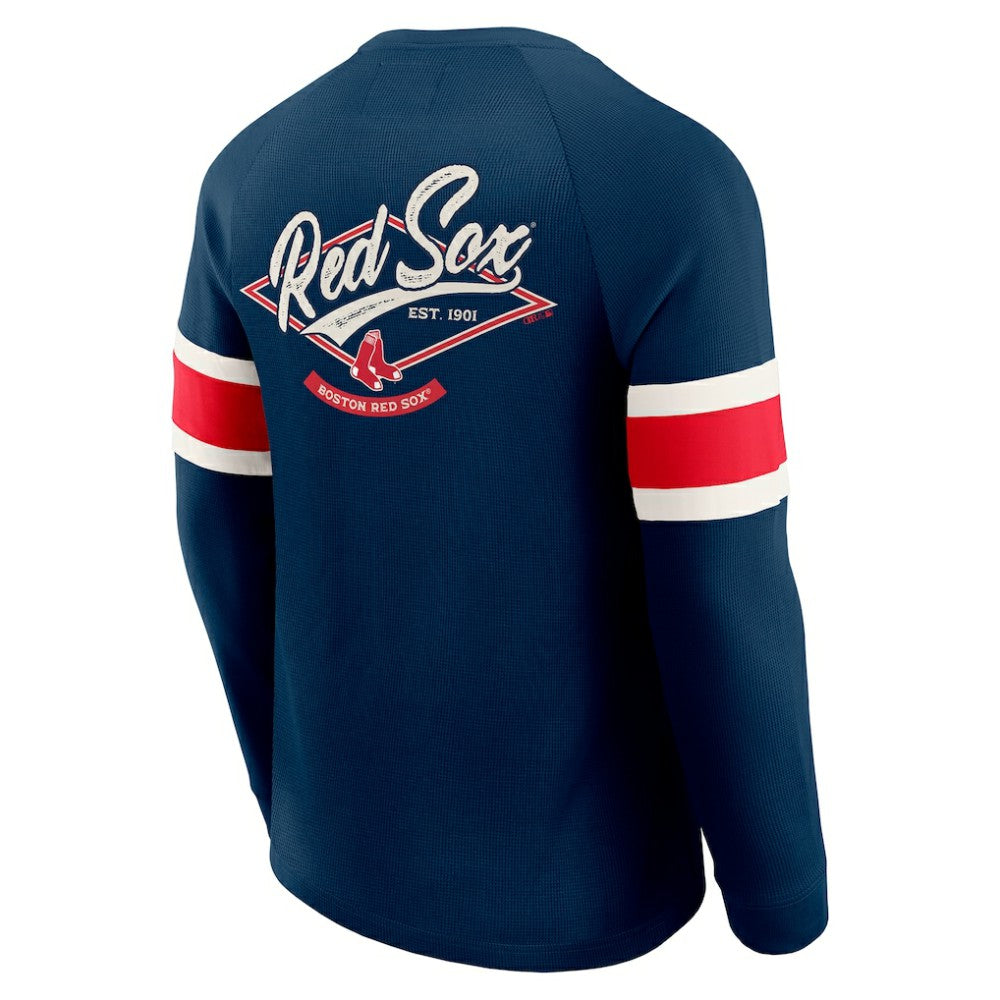 Boston Red Sox Darius Rucker Collection by Fanatics Waffle-Knit Raglan Long Sleeve Henley T-Shirt - Navy - Fanatics on Sale