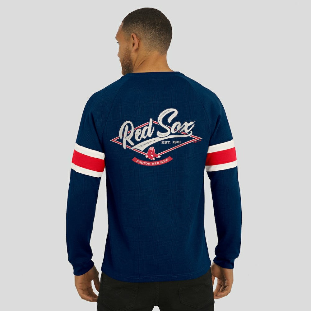 Boston Red Sox Darius Rucker Collection by Fanatics Waffle-Knit Raglan Long Sleeve Henley T-Shirt - Navy - Fanatics on Sale