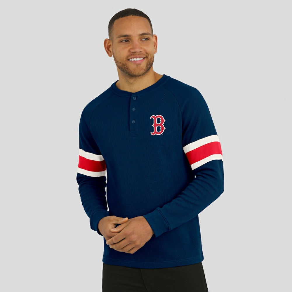Boston Red Sox Darius Rucker Collection by Fanatics Waffle-Knit Raglan Long Sleeve Henley T-Shirt - Navy - Fanatics on Sale