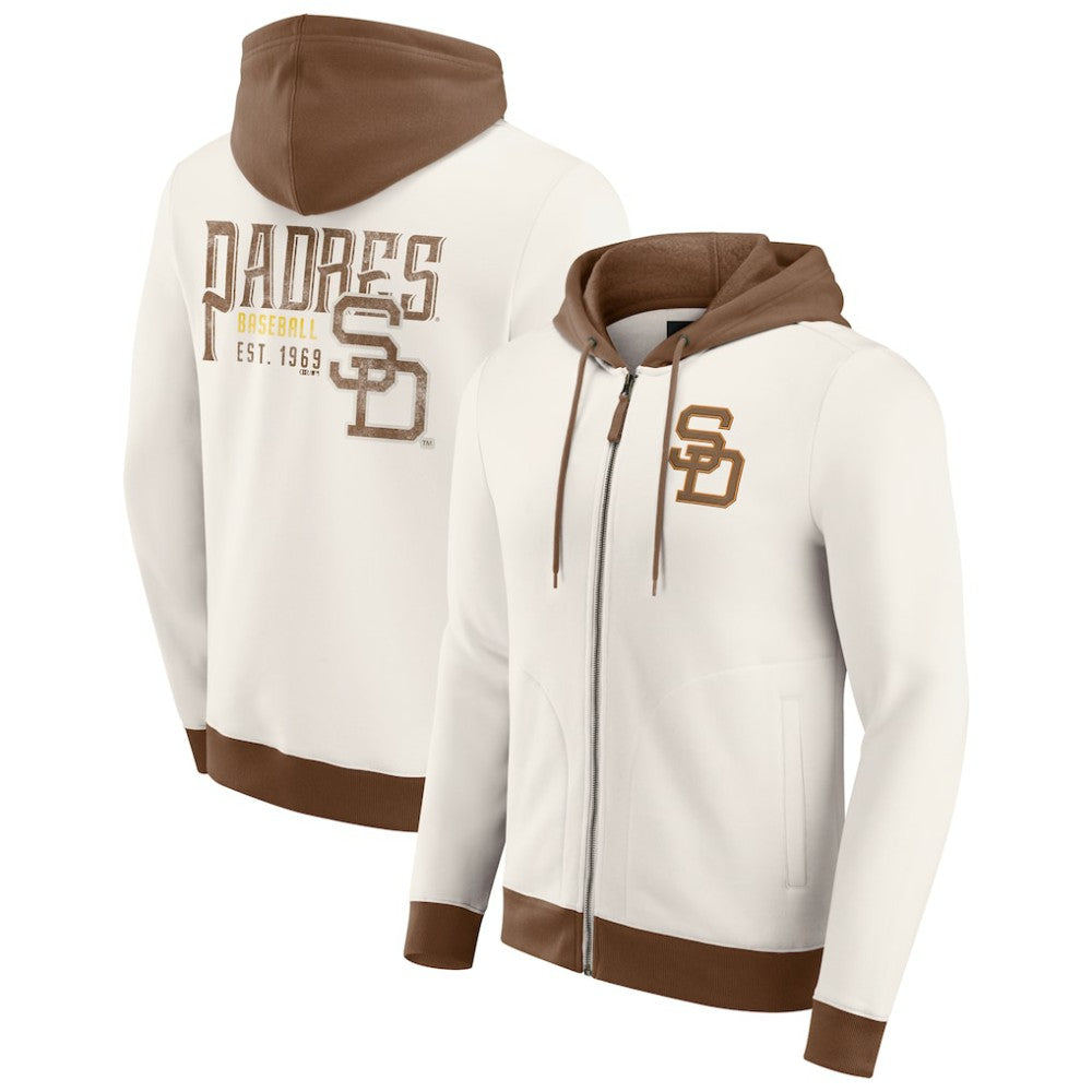 San Diego Padres Darius Rucker Collection by Fanatics Men's Polar Fleece Full-Zip Hoodie - Cream - Fanatics Lifestyle
