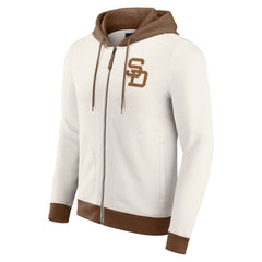 San Diego Padres Darius Rucker Collection by Fanatics Men's Polar Fleece Full-Zip Hoodie - Cream - Fanatics Lifestyle