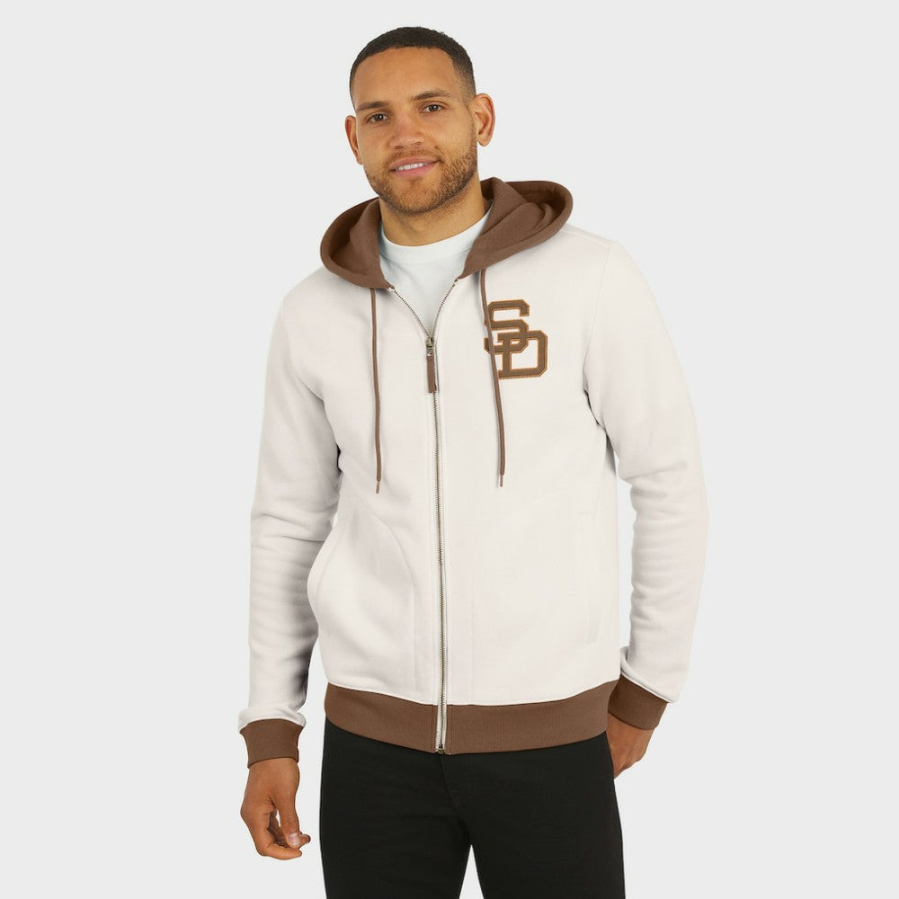 San Diego Padres Darius Rucker Collection by Fanatics Men's Polar Fleece Full-Zip Hoodie - Cream - Fanatics Lifestyle