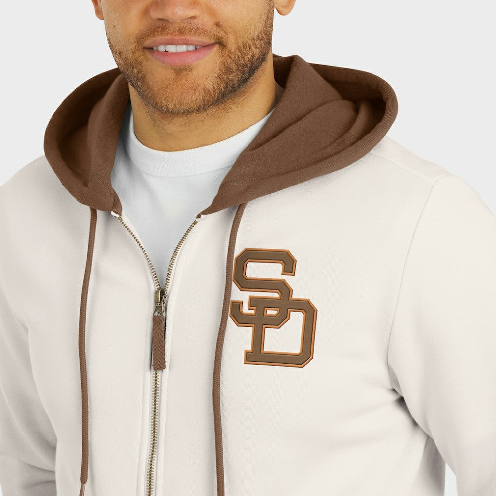 San Diego Padres Darius Rucker Collection by Fanatics Men's Polar Fleece Full-Zip Hoodie - Cream - Fanatics Lifestyle