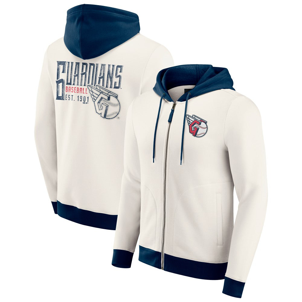 Cleveland Guardians Darius Rucker Collection by Fanatics Men's Polar Fleece Full-Zip Hoodie - Cream - Fanatics on Sale