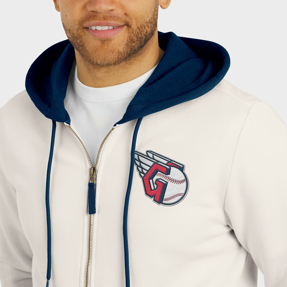 Cleveland Guardians Darius Rucker Collection by Fanatics Men's Polar Fleece Full-Zip Hoodie - Cream - Fanatics on Sale