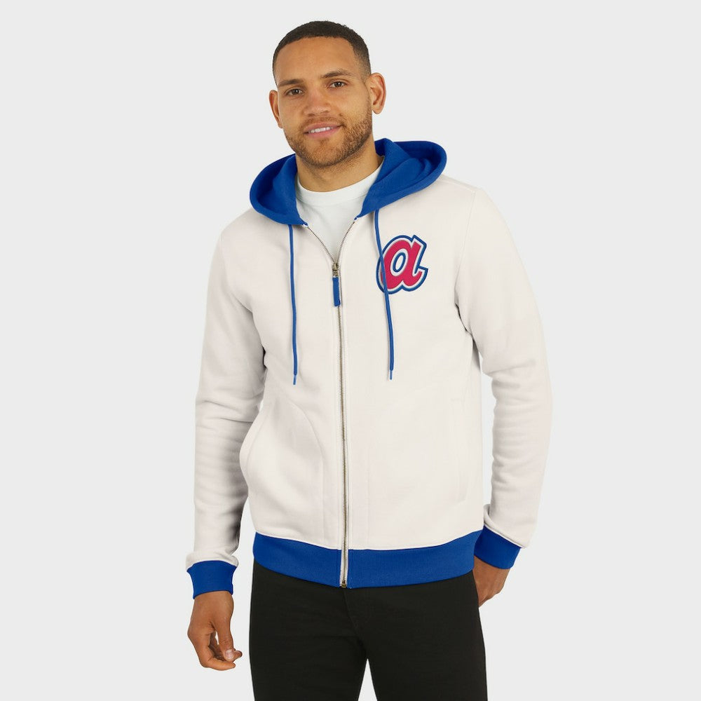 Atlanta Braves Darius Rucker Collection by Fanatics Men's Polar Fleece Full-Zip Hoodie - Cream - Fanatics Sale