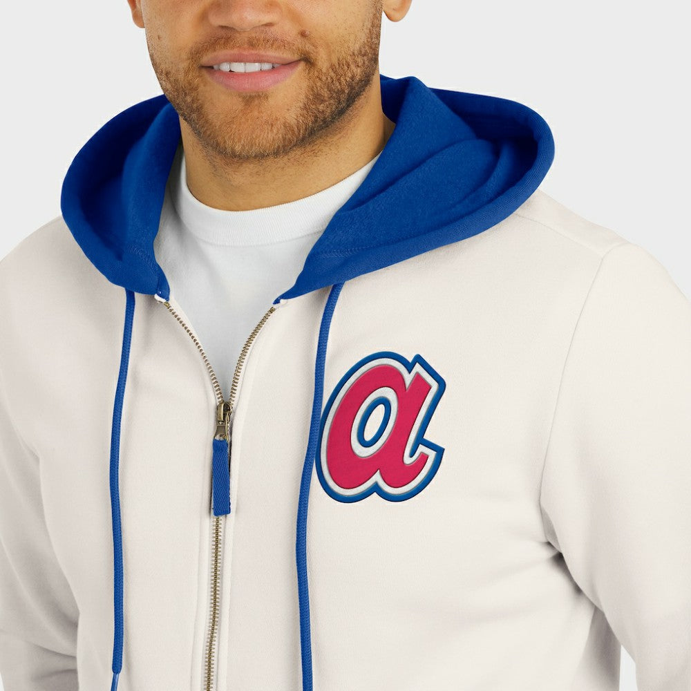 Atlanta Braves Darius Rucker Collection by Fanatics Men's Polar Fleece Full-Zip Hoodie - Cream - Fanatics Sale