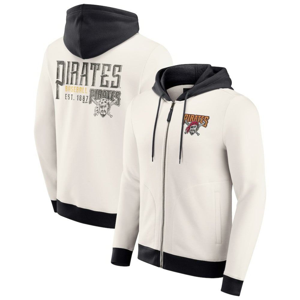 Pittsburgh Pirates Darius Rucker Collection by Fanatics Men's Polar Fleece Full-Zip Hoodie - Cream - Fanatics on Sale
