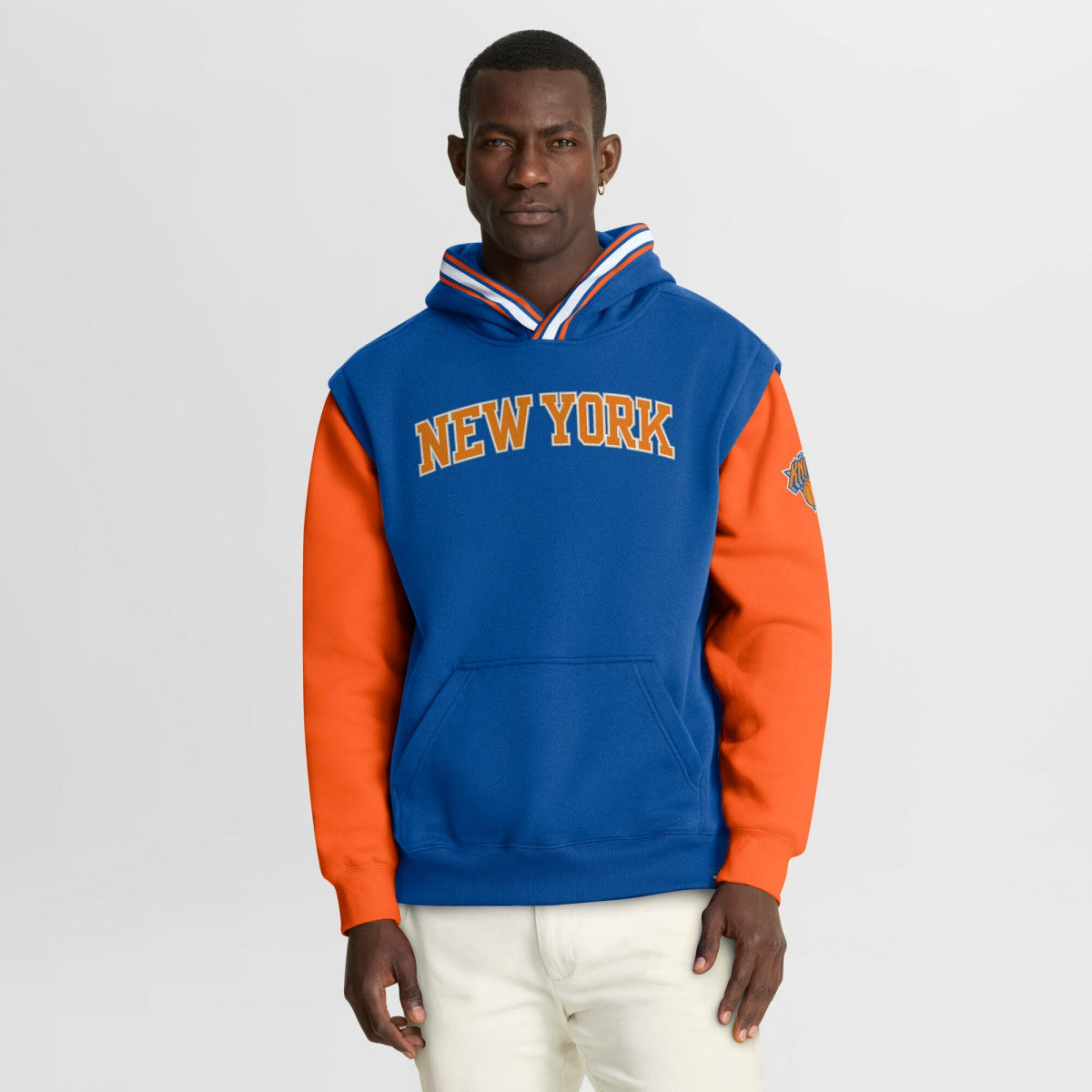 New York Knicks Half Court Shot Clock Fastbreak Hoodie Blue/Orange | Fanatics US