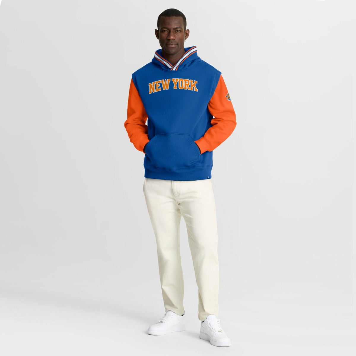New York Knicks Half Court Shot Clock Fastbreak Hoodie Blue/Orange | Fanatics US