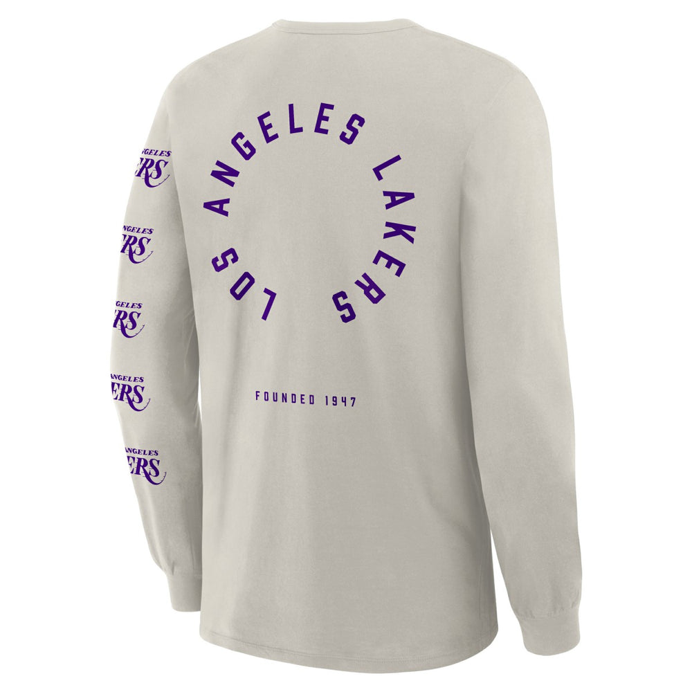 Los Angeles Lakers Crossover Collection Ball Screen Action Premium Long Sleeve T-Shirt Cream | Fanatics discount