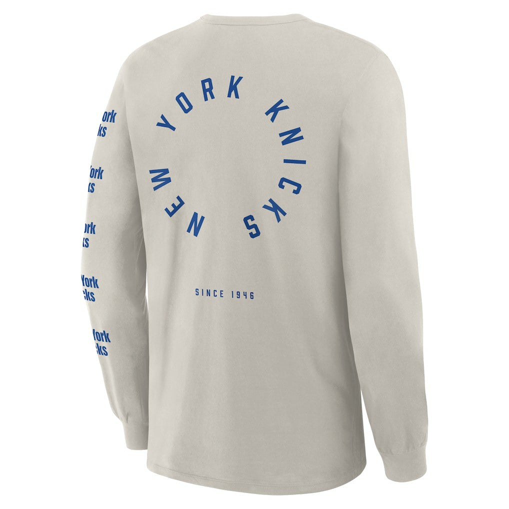 New York Knicks Crossover Collection Ball Screen Action Premium Long Sleeve T-Shirt Cream | Fanatics discount