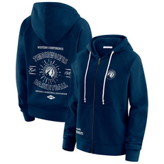 Minnesota Timberwolves WEAR by Erin Andrews Women's Vintage Full-Zip Raglan Hoodie Navy