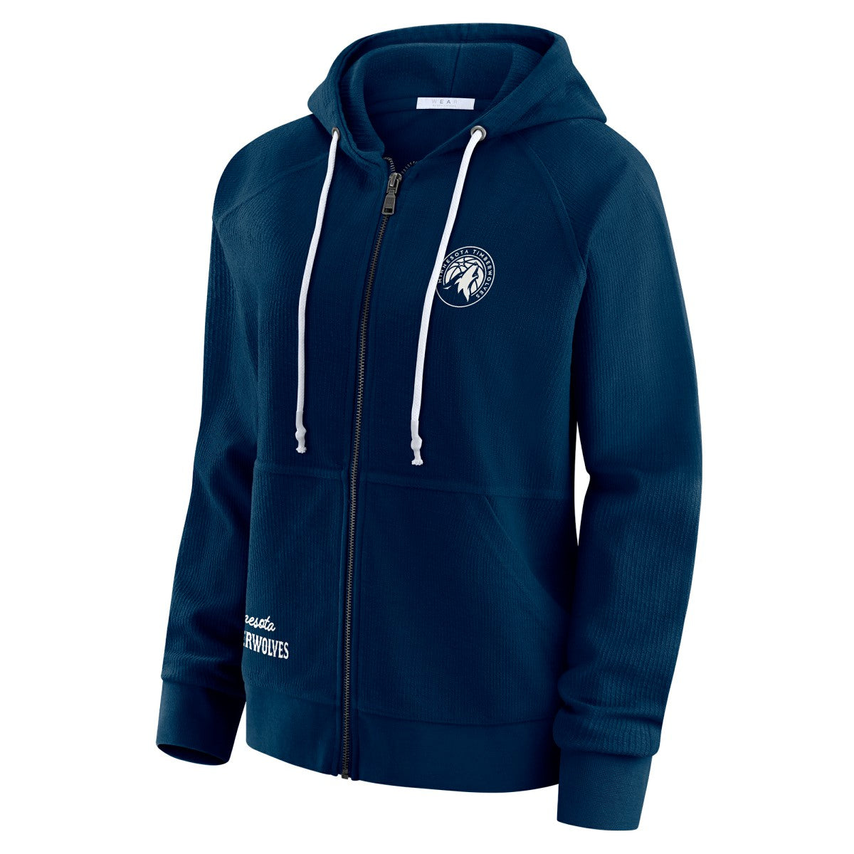 Minnesota Timberwolves WEAR by Erin Andrews Women's Vintage Full-Zip Raglan Hoodie Navy
