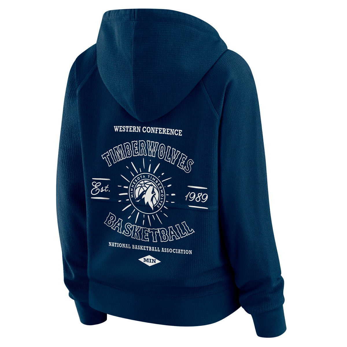 Minnesota Timberwolves WEAR by Erin Andrews Women's Vintage Full-Zip Raglan Hoodie Navy