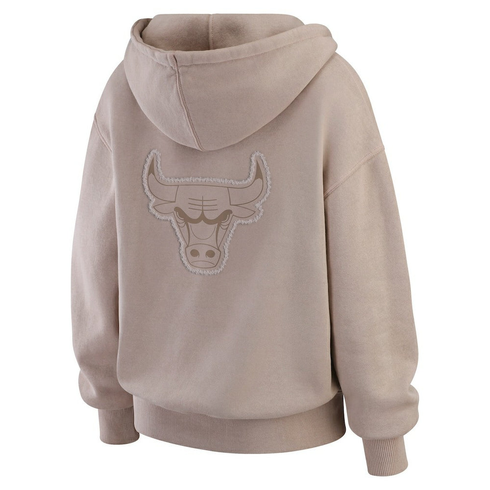 Chicago Bulls WEAR by Erin Andrews Women's Washed Pullover Crewdie Tan