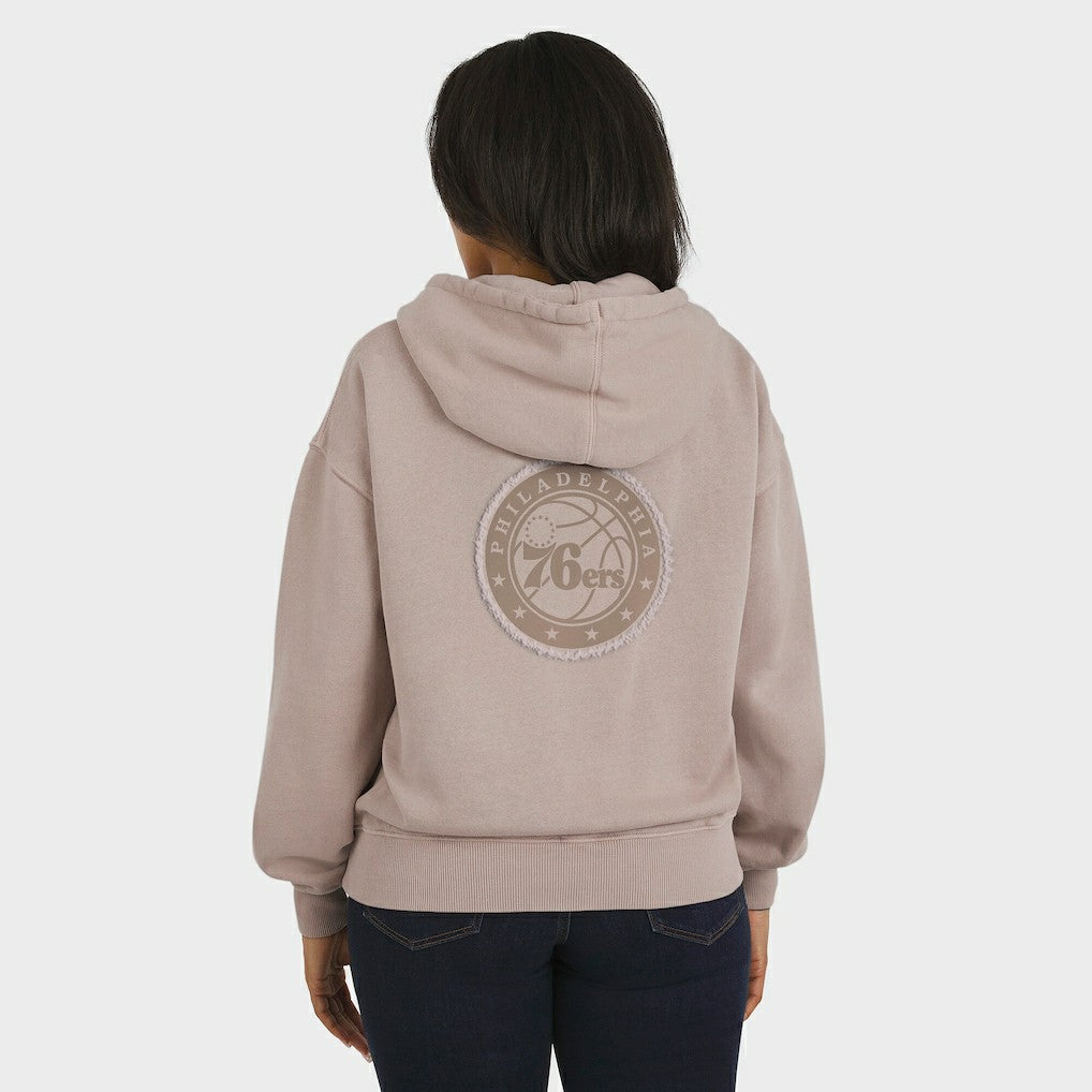 Philadelphia 76ers WEAR by Erin Andrews Women's Washed Pullover Crewdie Tan