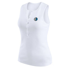 Dallas Mavericks WEAR by Erin Andrews Women's Rib-Knit Henley Tank Top White