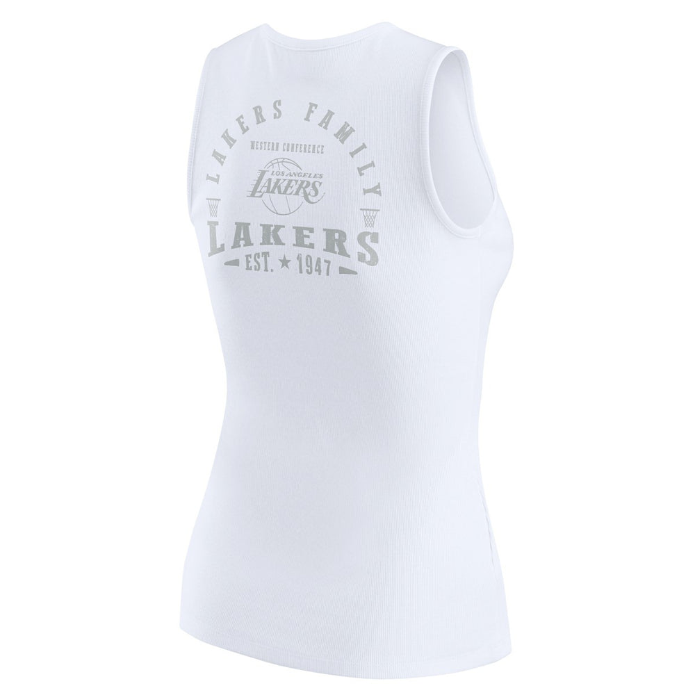 Los Angeles Lakers WEAR by Erin Andrews Women's Rib-Knit Henley Tank Top White