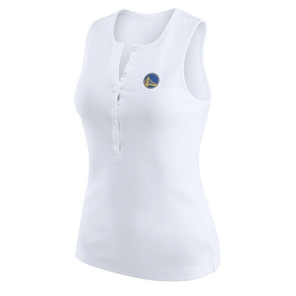 Golden State Warriors WEAR by Erin Andrews Women's Rib-Knit Henley Tank Top White