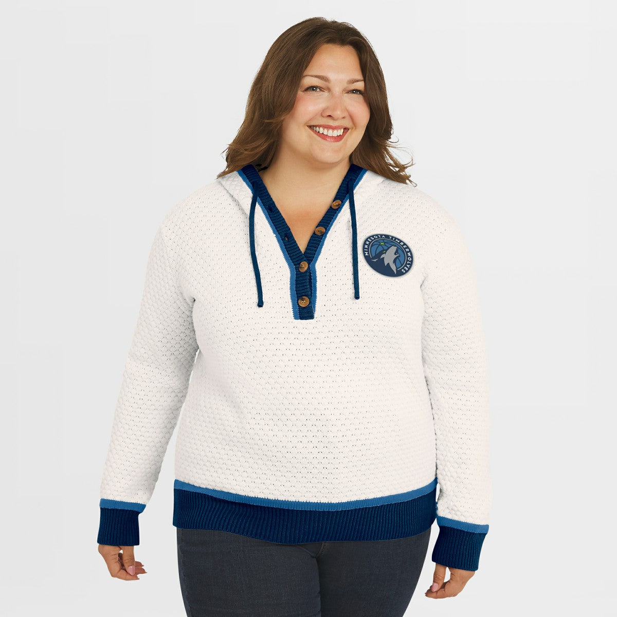 Minnesota Timberwolves WEAR by Erin Andrews Women's Plus Size Hoodie Sweater Cream