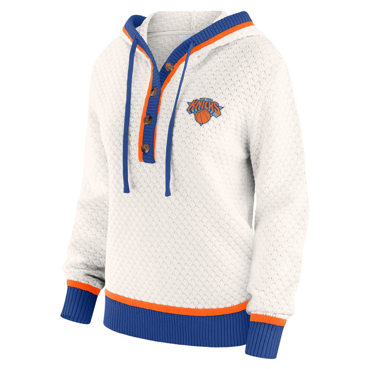 New York Knicks WEAR by Erin Andrews Women's Plus Size Hoodie Sweater Cream
