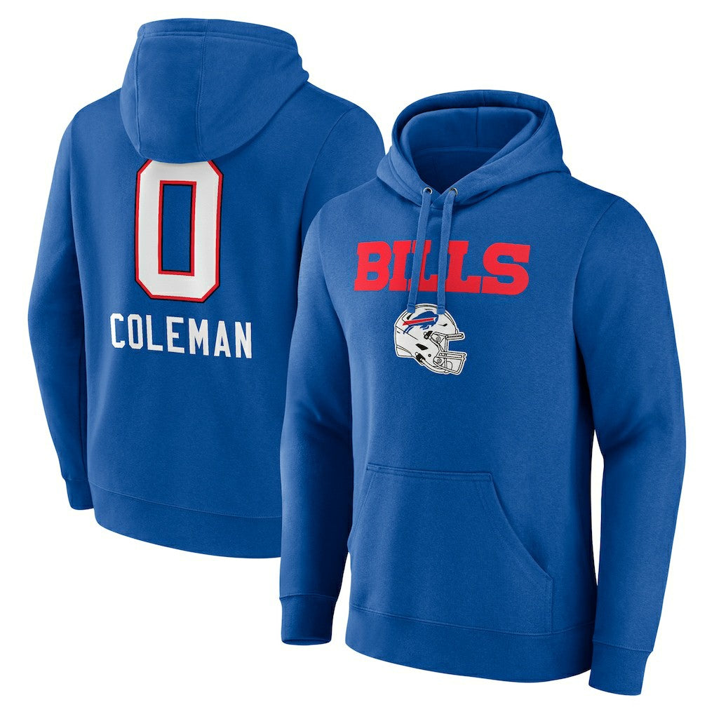 Keon Coleman Buffalo Bills Team Wordmark Name & Number Pullover Hoodie Royal