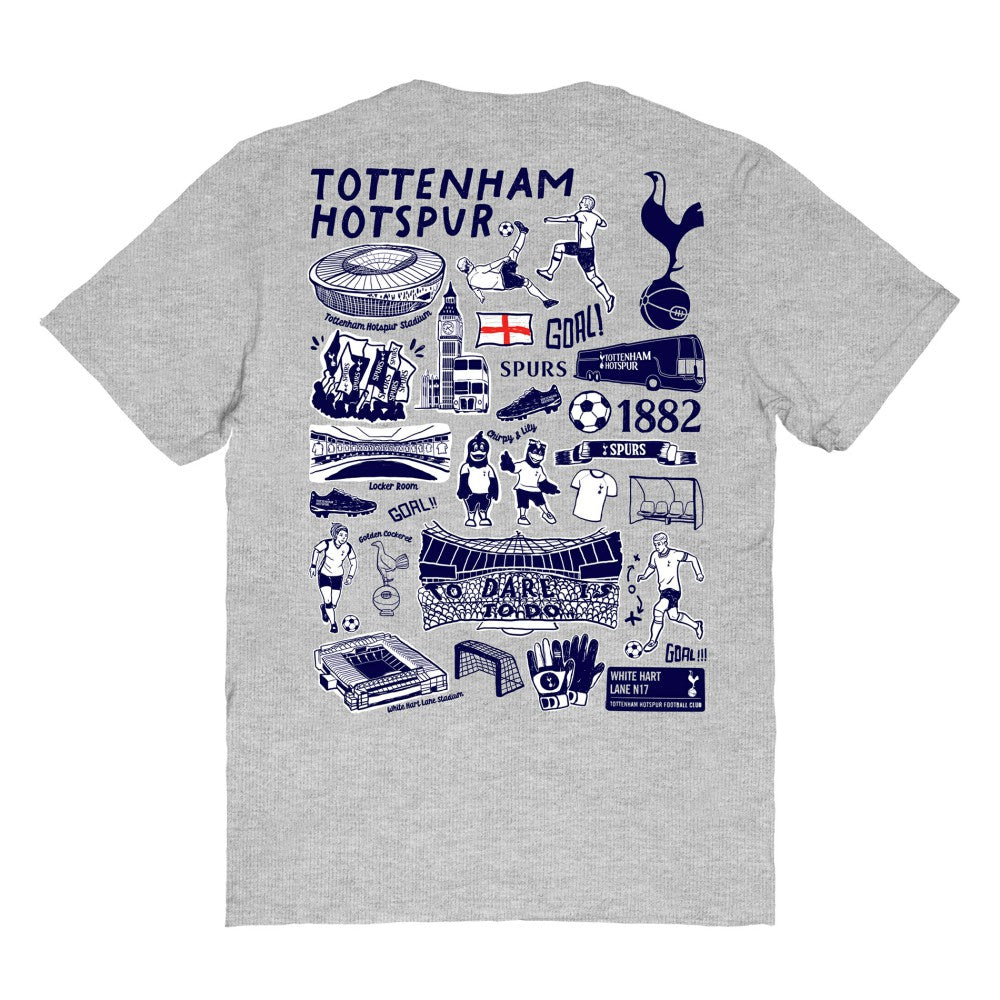 Tottenham Hotspur Vive La Fete Women's Impressions Artwork T-Shirt Heather Gray