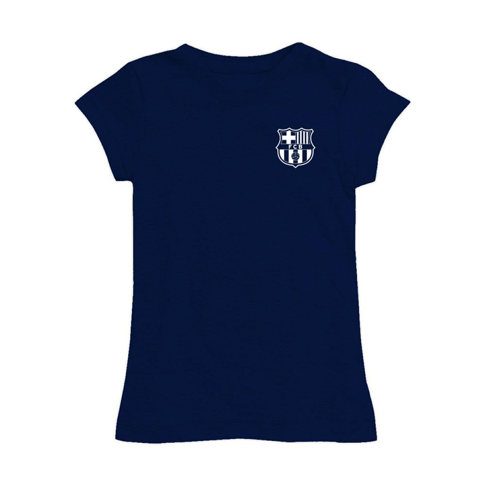 Barcelona Vive La Fete Girls Youth Color Badge Fitted T-Shirt Navy