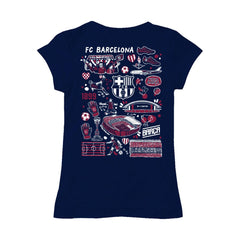 Barcelona Vive La Fete Girls Youth Color Badge Fitted T-Shirt Navy