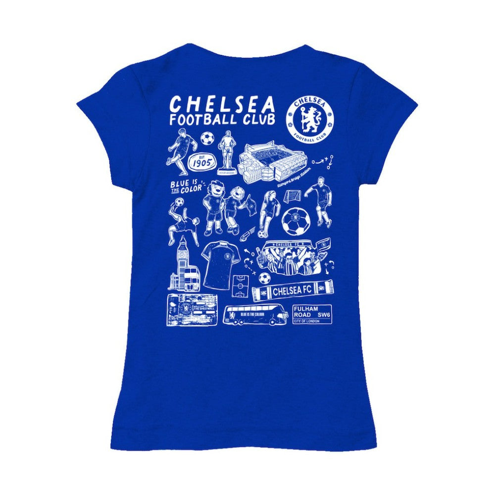 Chelsea Vive La Fete Girls Youth Color Badge Fitted T-Shirt Blue