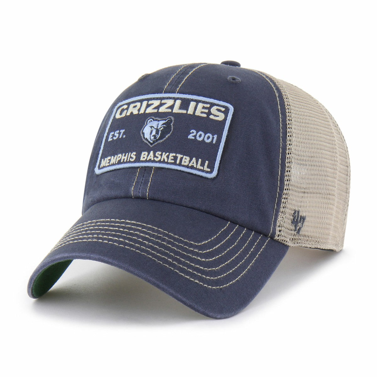 Memphis Grizzlies '47 Wabash Patch Clean Up Adjustable Hat Navy/Tan | 47 brand US